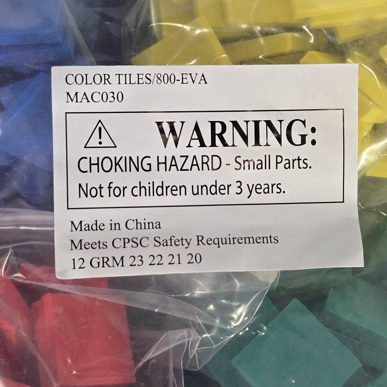Color Tiles 800-EVA MAC030 Foam Math Manipulatives Red Blue Yellow Green Set