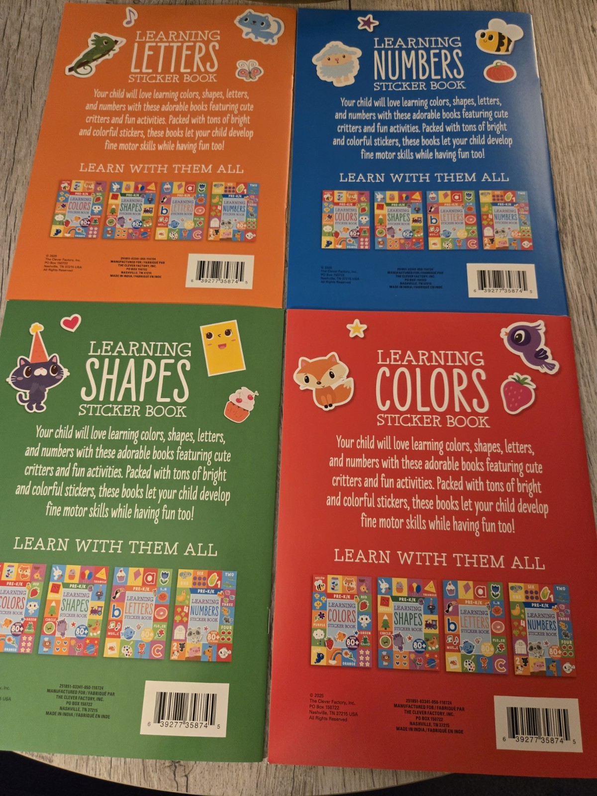 Learning Activity Books – PreK/K – 12 Pages Each Plus Over 80 Stickers