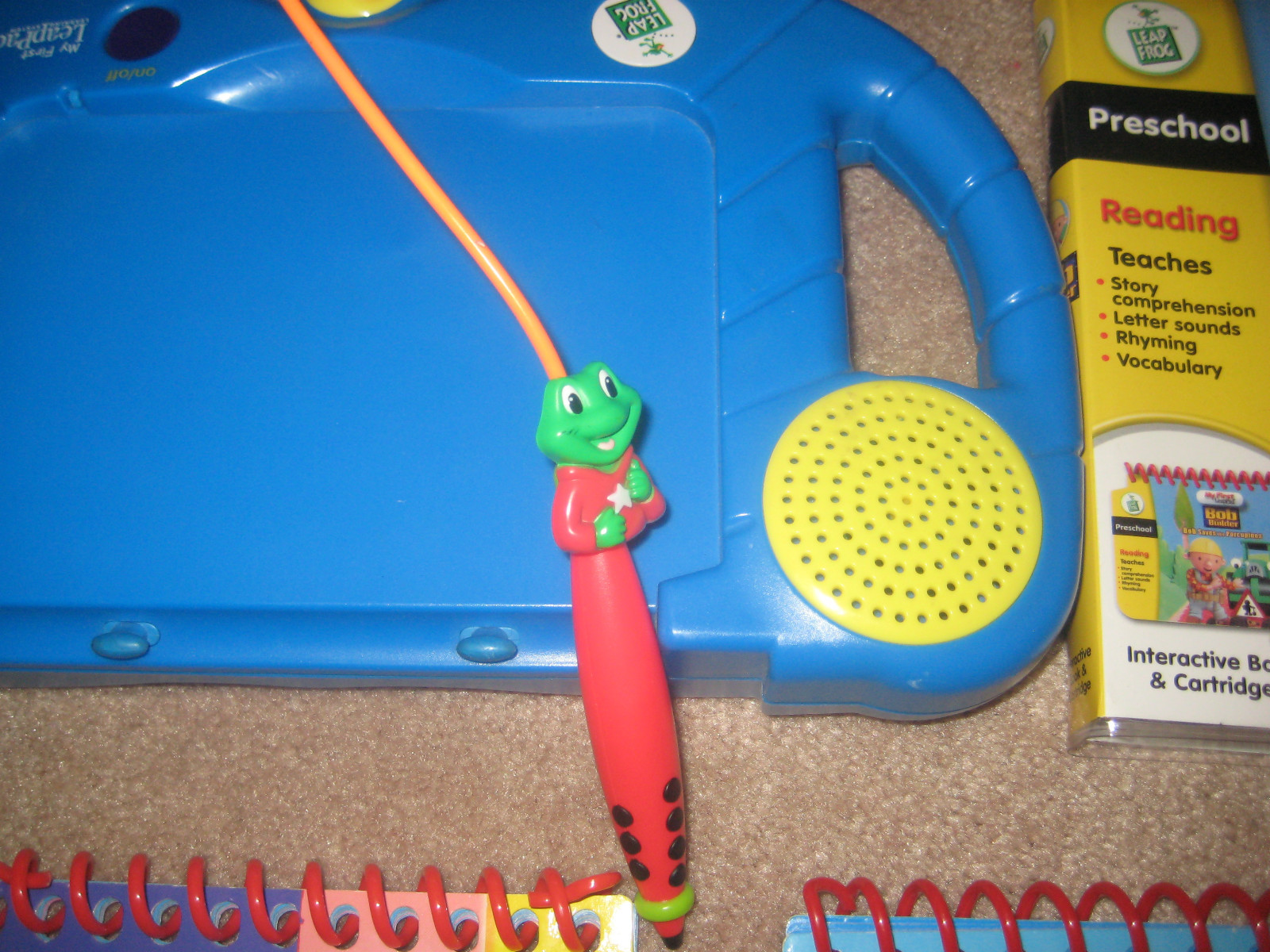 BOY My First Leap Pad Leapfrog + 8 books Bob Builder Trucks Thomas Cartridges
