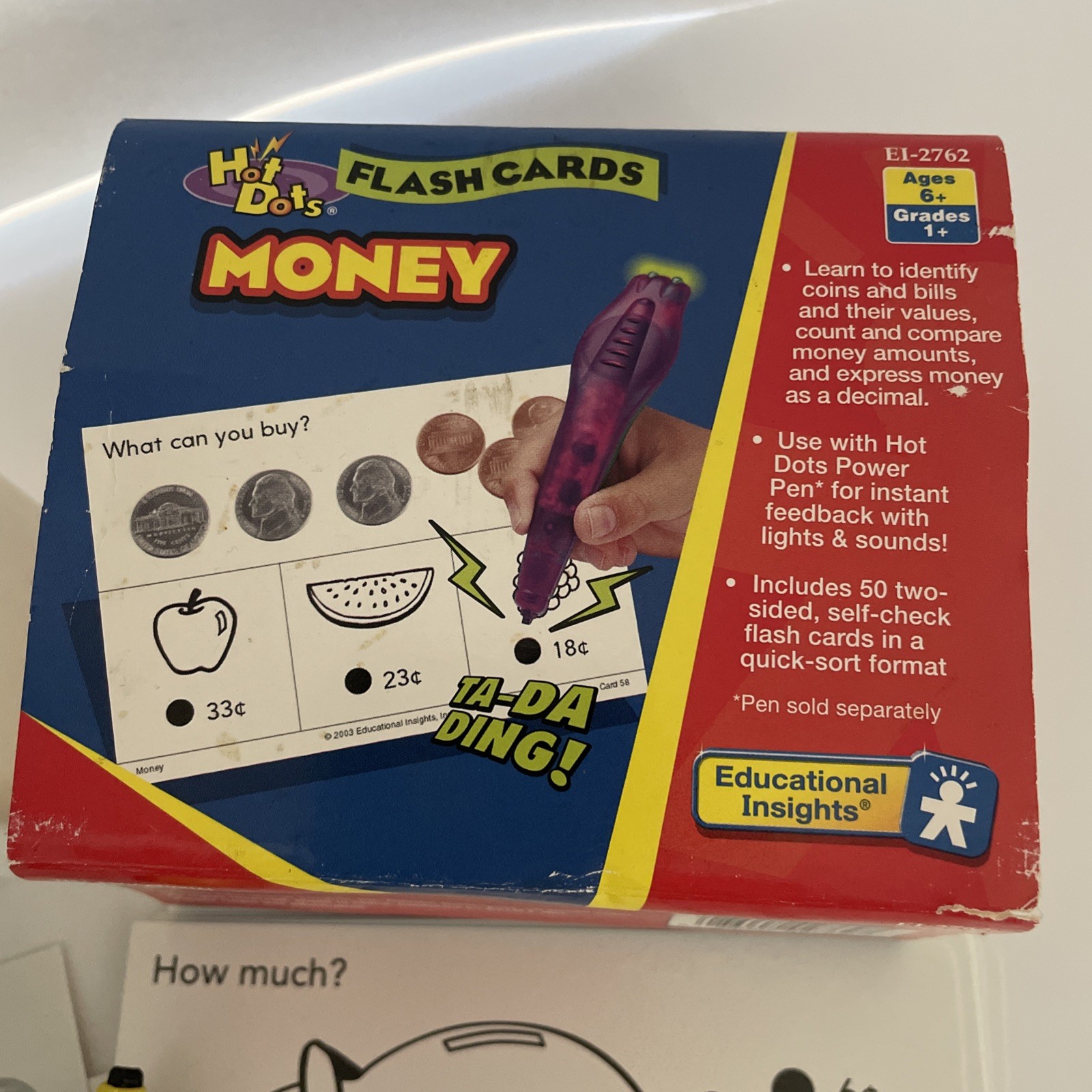 Hot Dots Flash Cards & Power Pen. Learn Money. Age 6+, Grades 1+. Vintage.