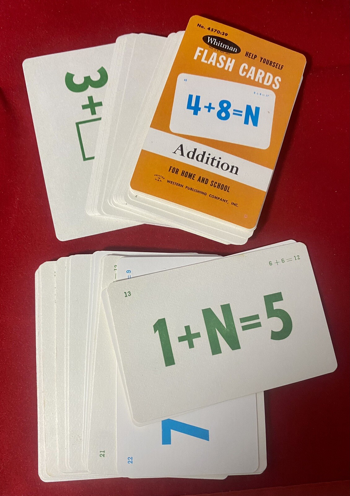 Vintage Whitman ADDITION Flash Cards with Plastic Case For Home & School Sealed