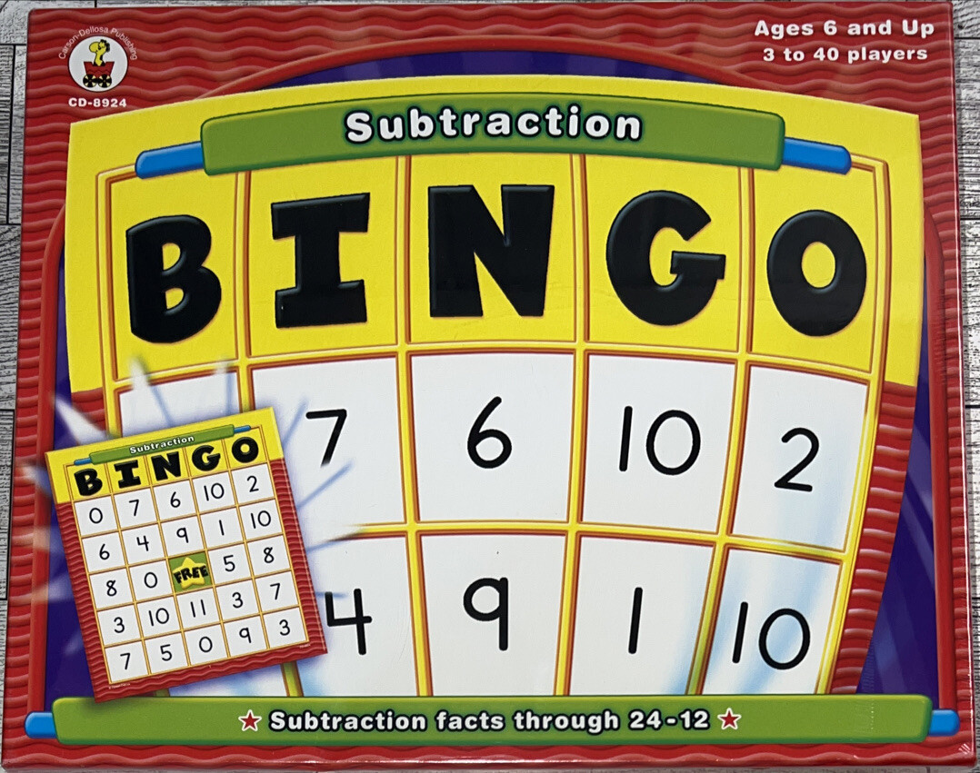 Bingo Subtraction Age 6 And Up 3 To 40 Players Carson-Dellosa Factory Sealed!