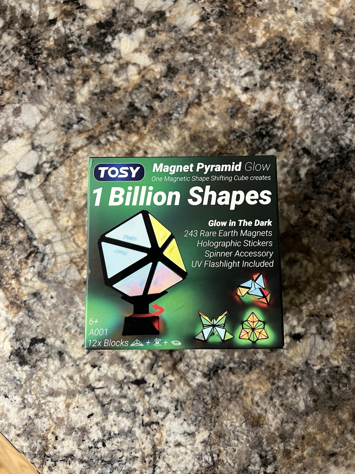 TOSY Magnet Pyramid Glow 1 Cube Transforms 1 Billion Shapes UV Butterfly Puzzle!