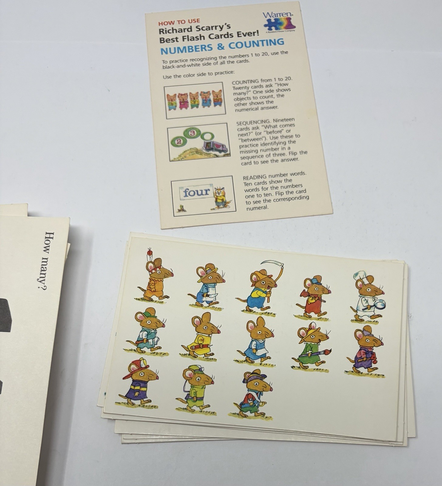 1987 Vintage Richard Scarry Flash Cards Numbers Counting Preschool Math Box Set