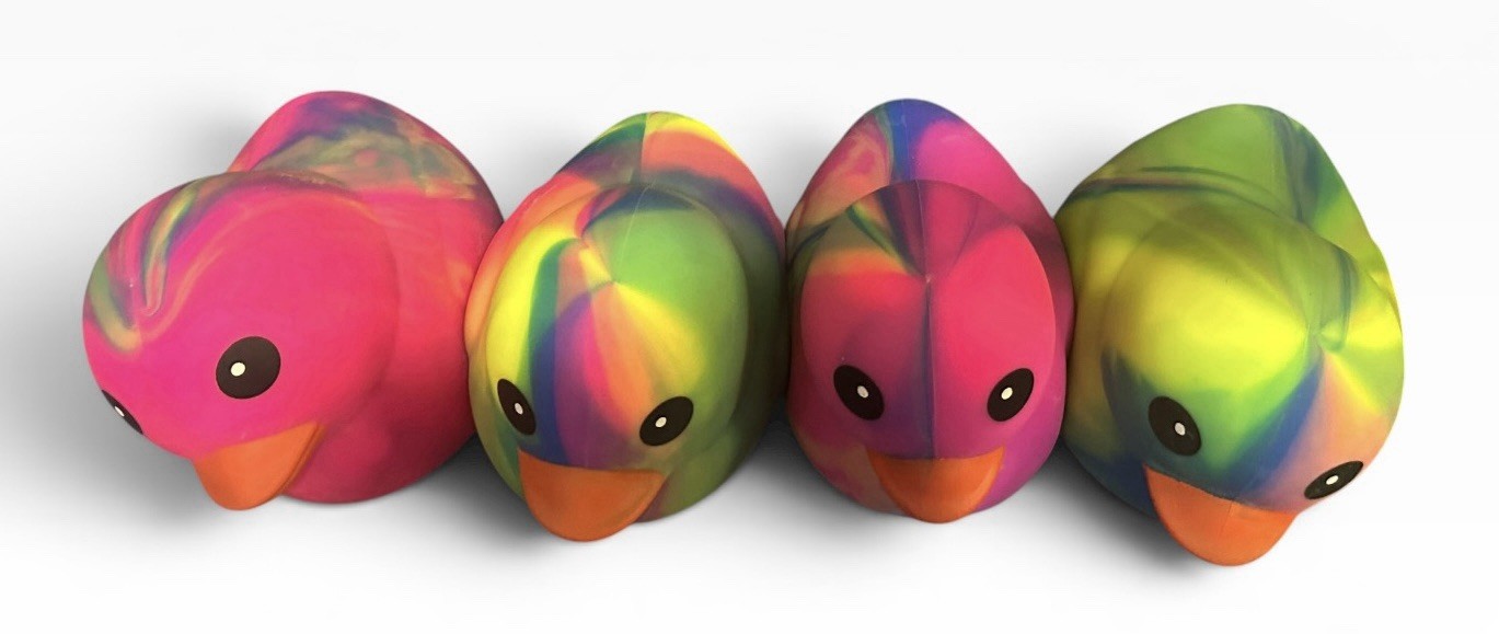Lot Of 4 Sunny Days Jumbo Squeezy Duck Tie-Dye Squishy Stress Relief Toy New