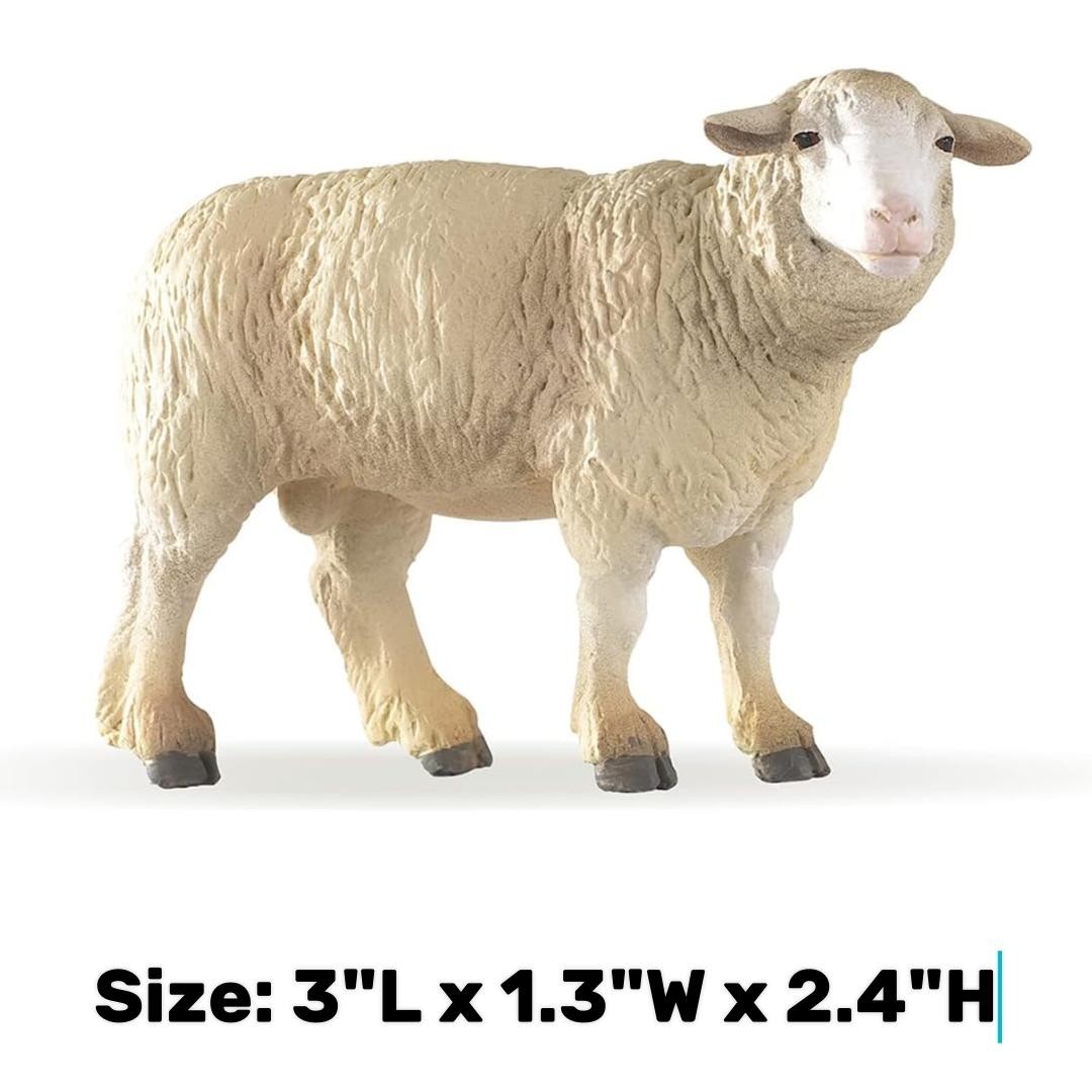 Sheep Figurine – Hand Painted Collectible Ewe Farm Animal Toy Figure – NEW Papo