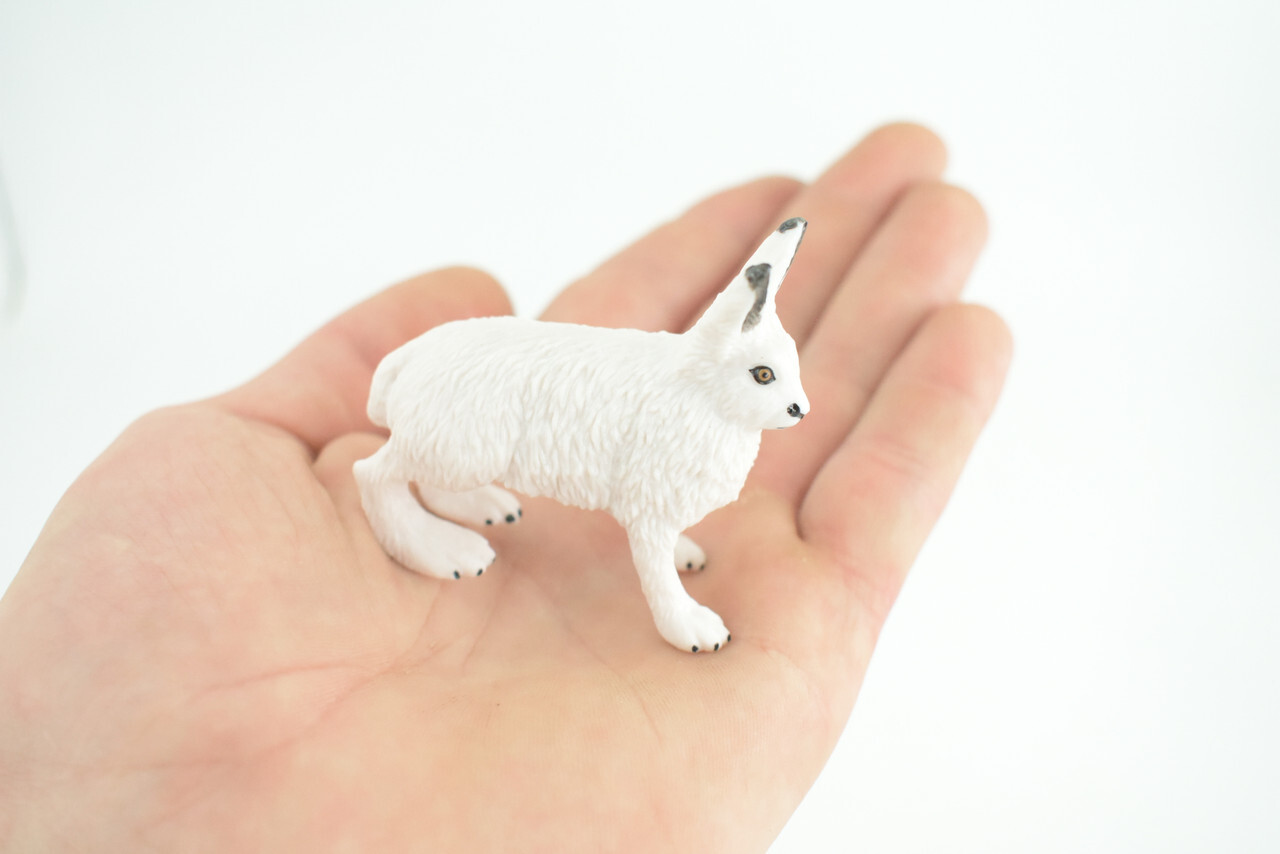 White Rabbit Toy, Arctic Hare, Hand Painted Rubber Toy 2.5 Inches CH876 BB199