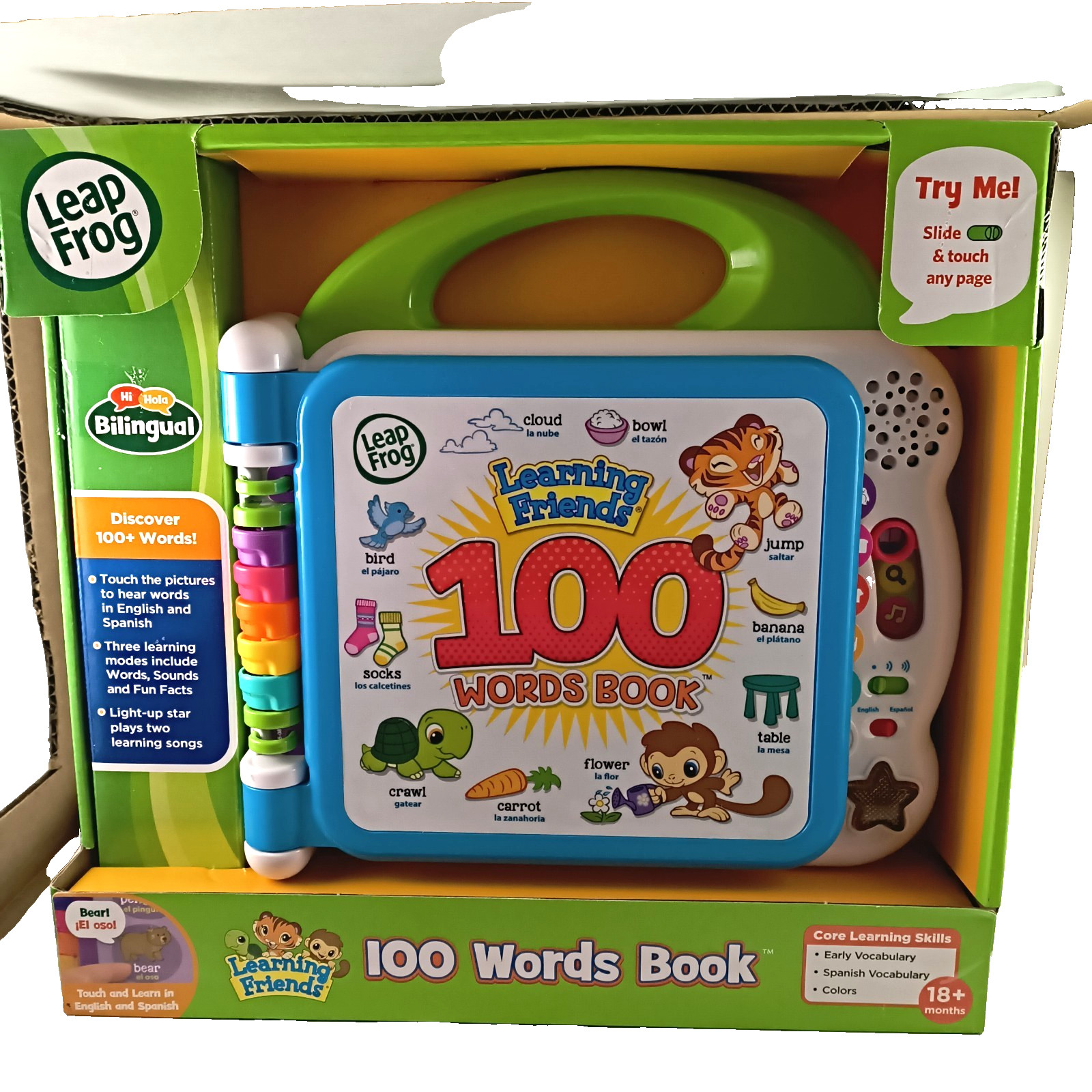 New Leap Frog Learning Friends 100 Words Book – Green/Blue Bilingual