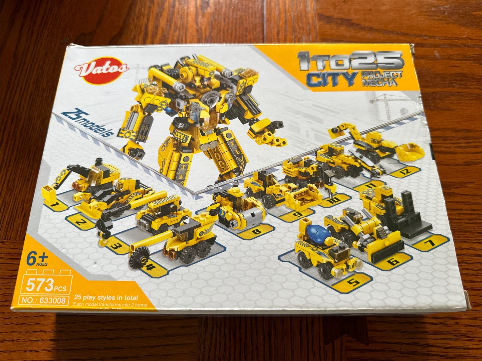 Vatos 1 To 25 CITY Project Mecha Building Brick Kids Toy 573 Pieces Sealed