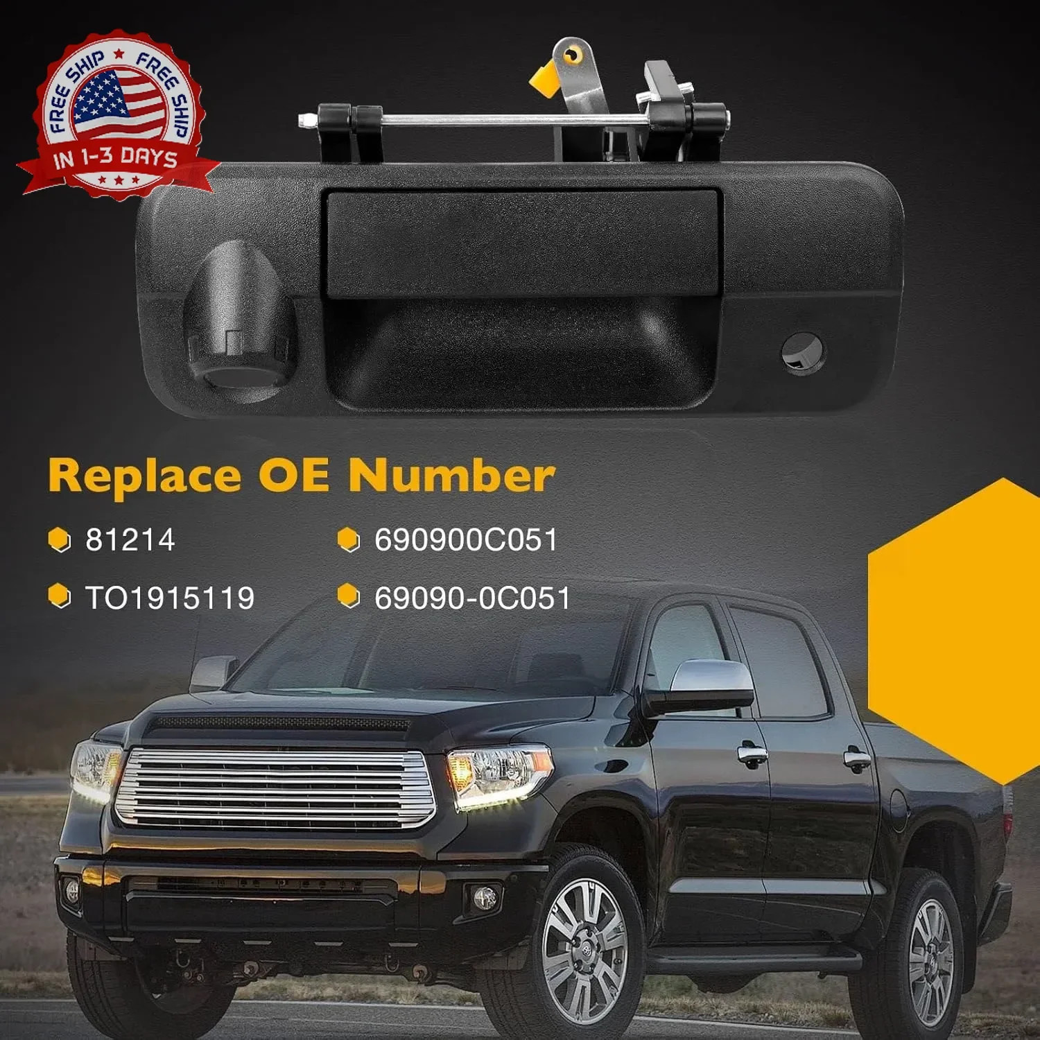 Gledewen Tailgate Handle Liftgate Latch Handle with Rear Camera Hole | for 2007-