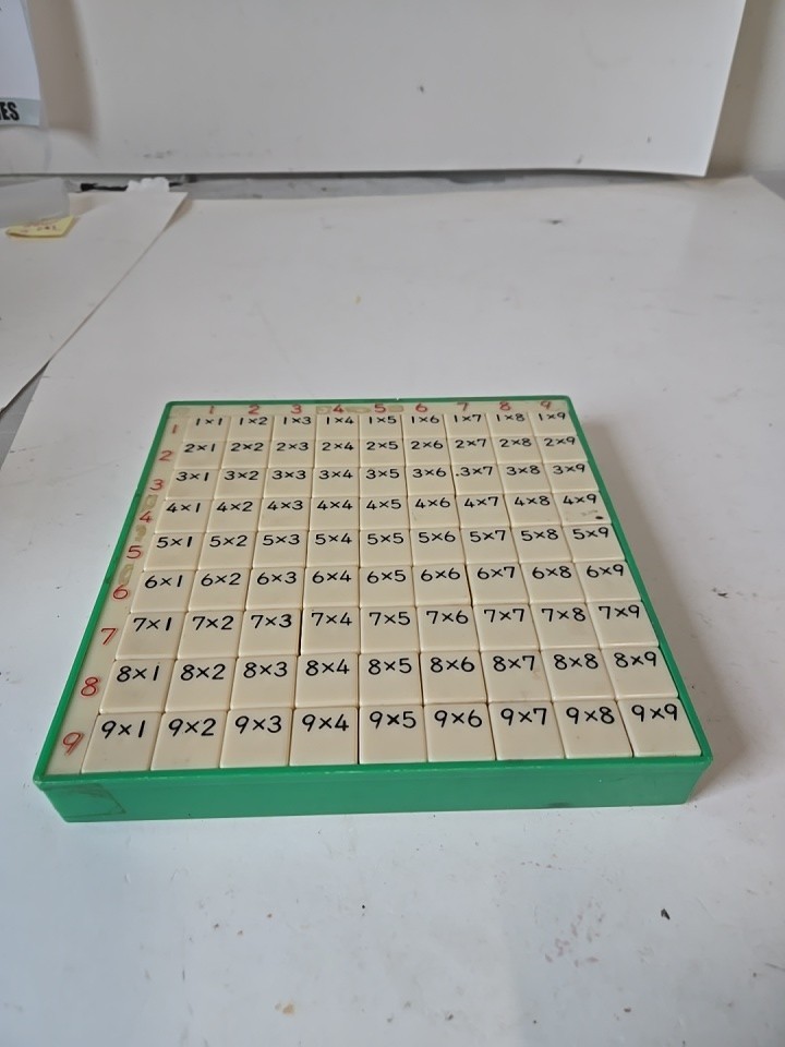 Vintage Multiplication Math Timetables Home School Push Down Square Green GL