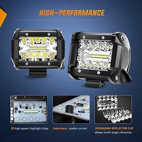 Nilight 2 Pcs 4 Inch 60W Led Pods with 2 Inch Tow Hitch Mounting Brackets Backup