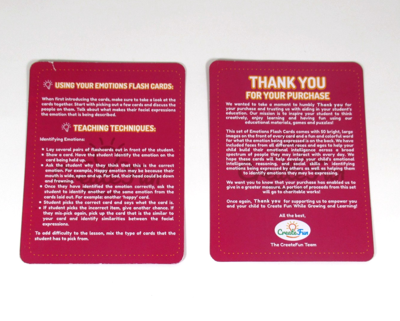 Emotions Flash Cards 50 Set CreateFun Social Skills Therapy Autism ABA