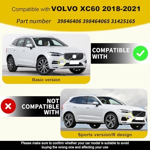 Car Tow Hook Cover Compatible with Volvo XC60 2018 2019 Front Bumper Unpainted