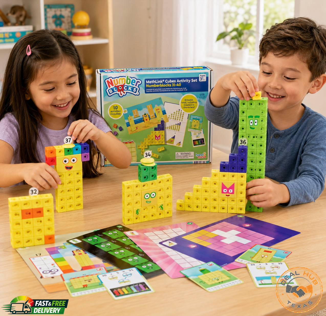 31-40 Mathlink Cubes Activity Set – Learn Numbers & Early Math Skills, Preschool