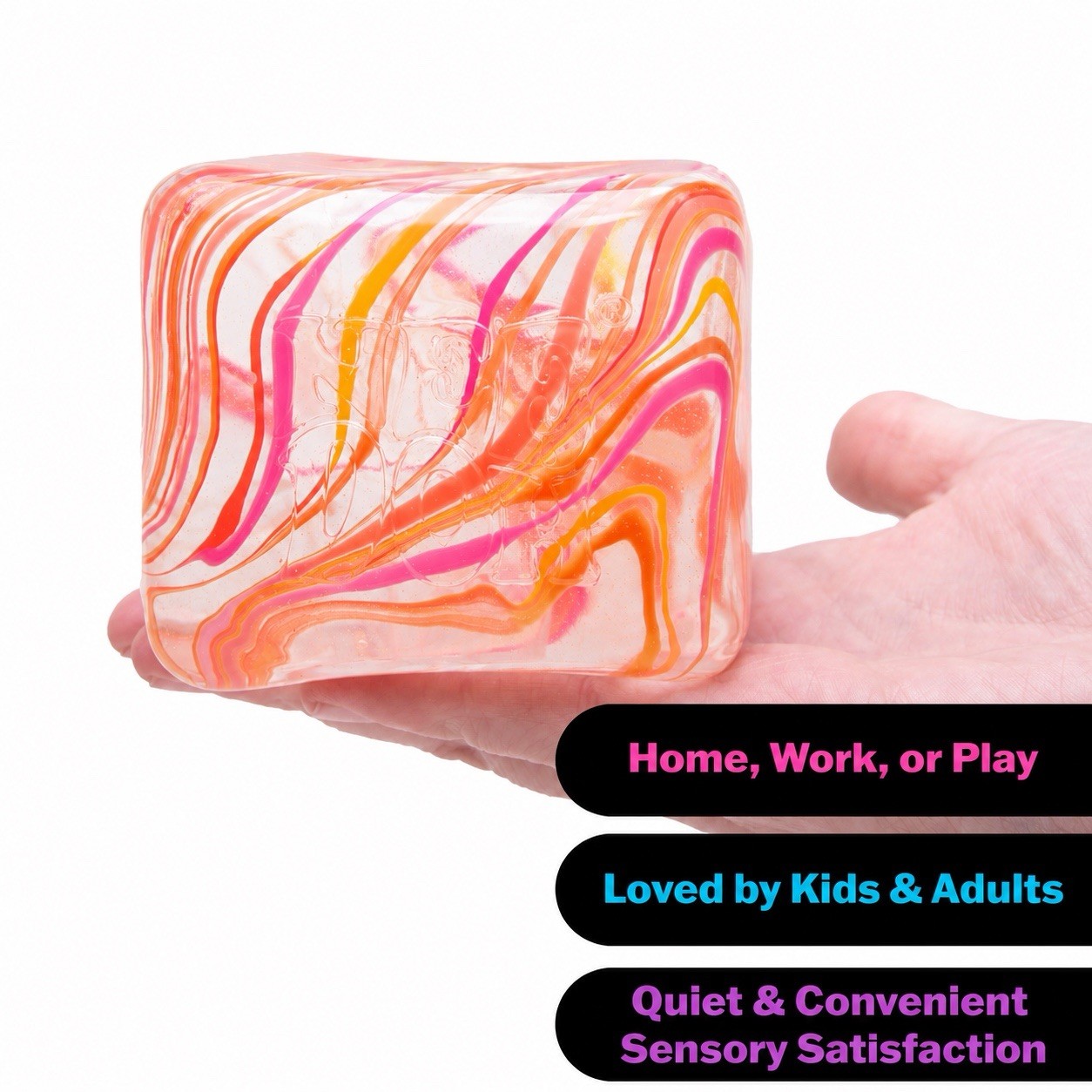 NeeDoh NICE BERG SWIRL 3.25” Cube VIRAL Squishy Nee Doh Toy [ORANGE SWIRL]