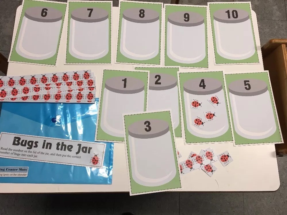 Bugs In a Jar – Learning Center- Math Counting 0 – 10 Laminated Mats