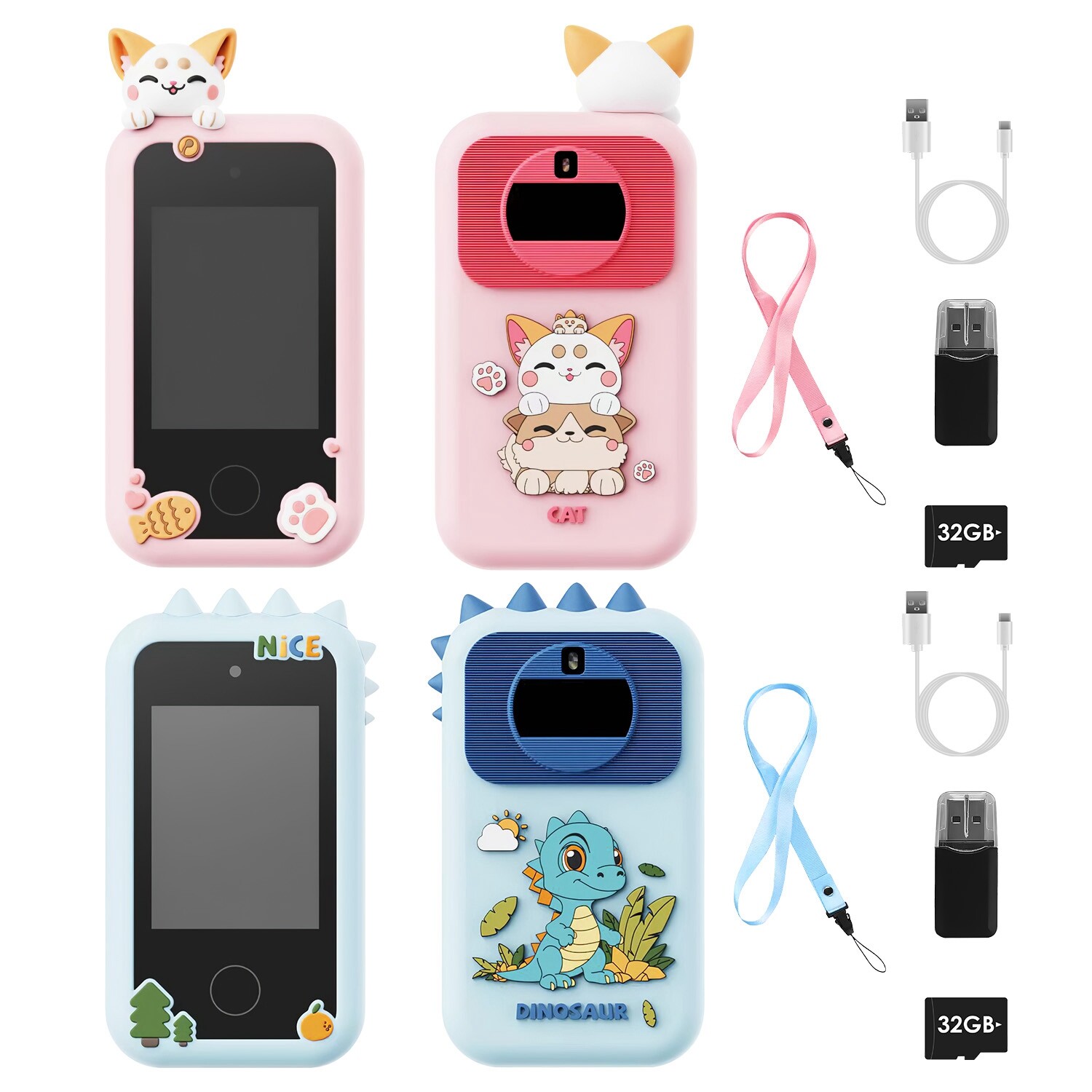Shockproof Kids Smart Phone for Girls Boy Ages 3-9 Touchscreen Dual Camera Phone