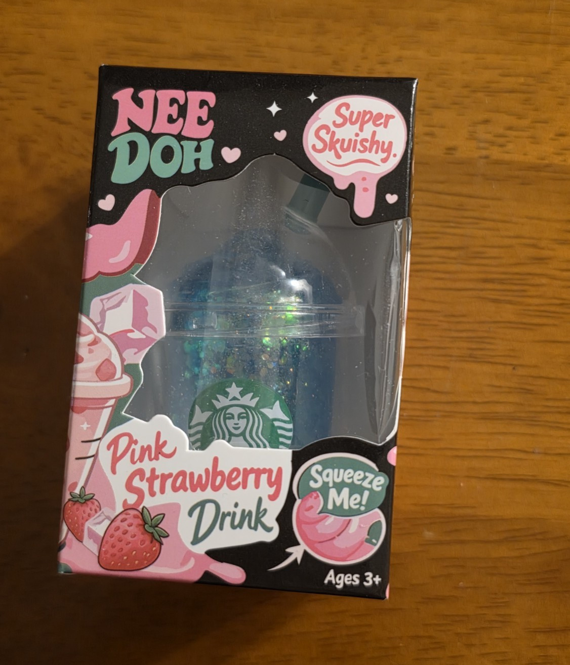 Small Blue Starbucks Strawberry Pink Drink Sugar Filled Squishy Toy New In Box