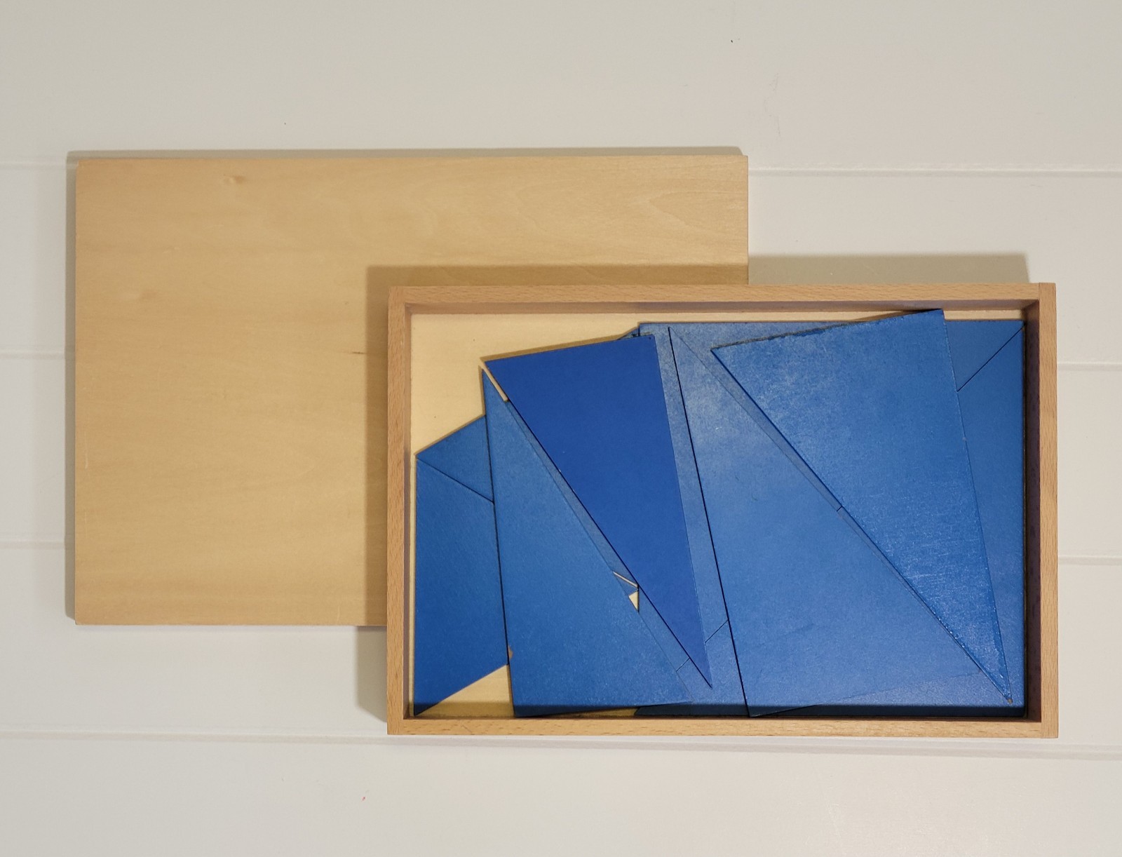 Montessori Constructive Triangles 5 Wooden Box Set Sensorial Geometry Material