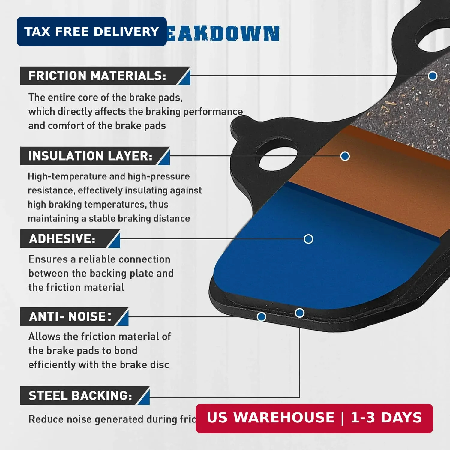 Brake Pads for Harley Davidson Road King Electra Glide Road Glide 2000-2007, Dyn