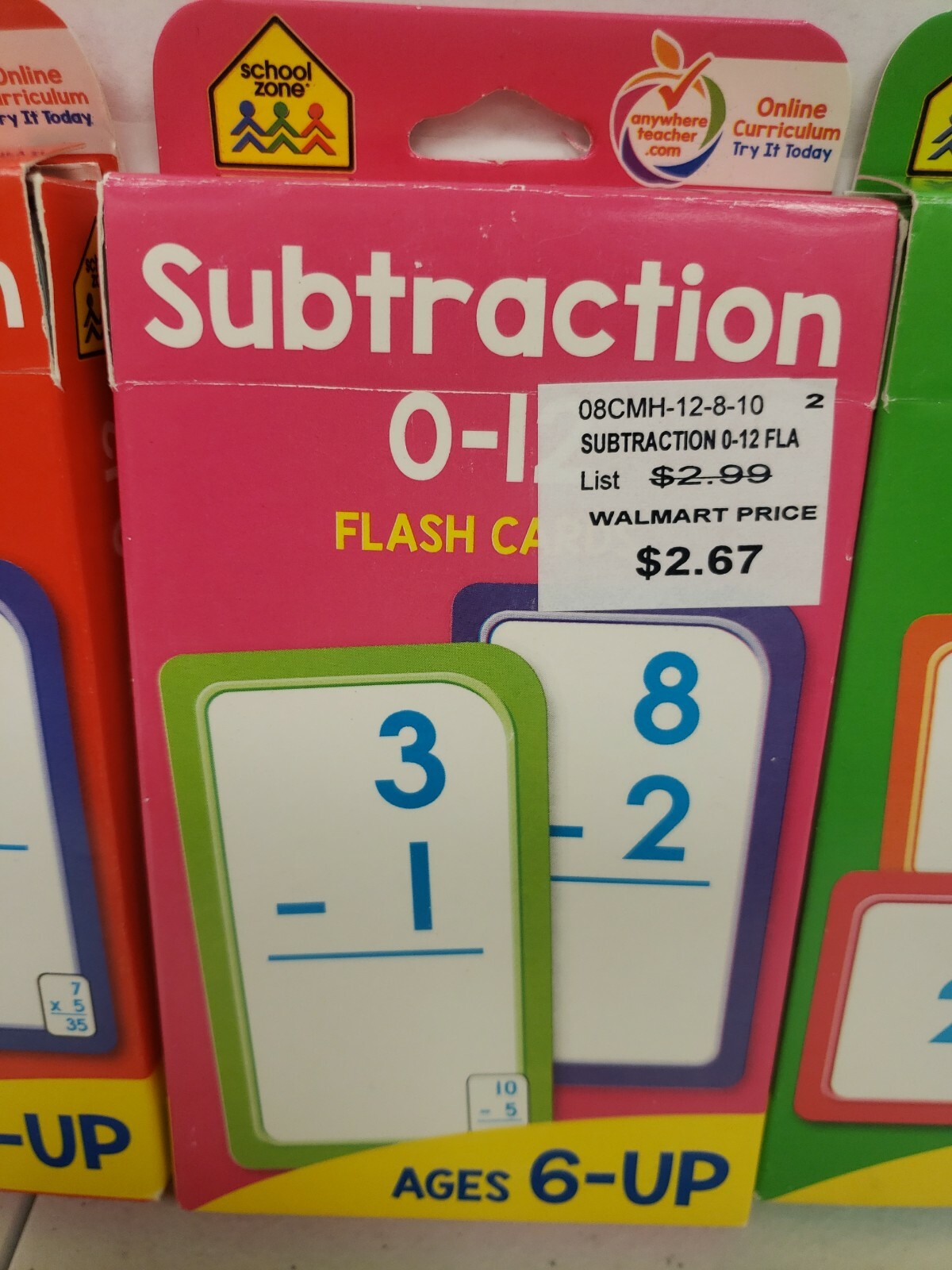 School Zone Multiplication, Subtraction, Division 0-12 Flash Cards Ages 6-Up
