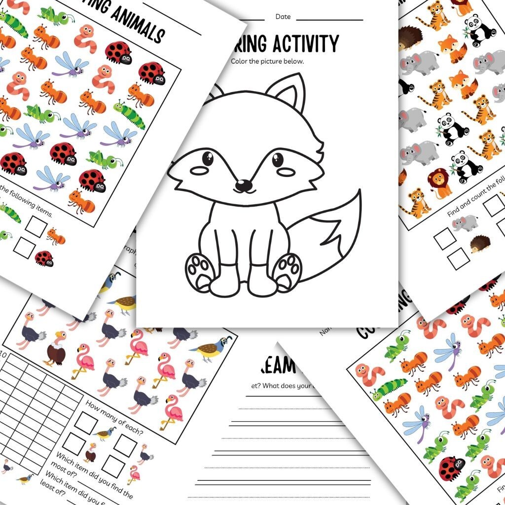 Animals Workbook for Kids – Fun Educational Animal Activity Sheets | Printable