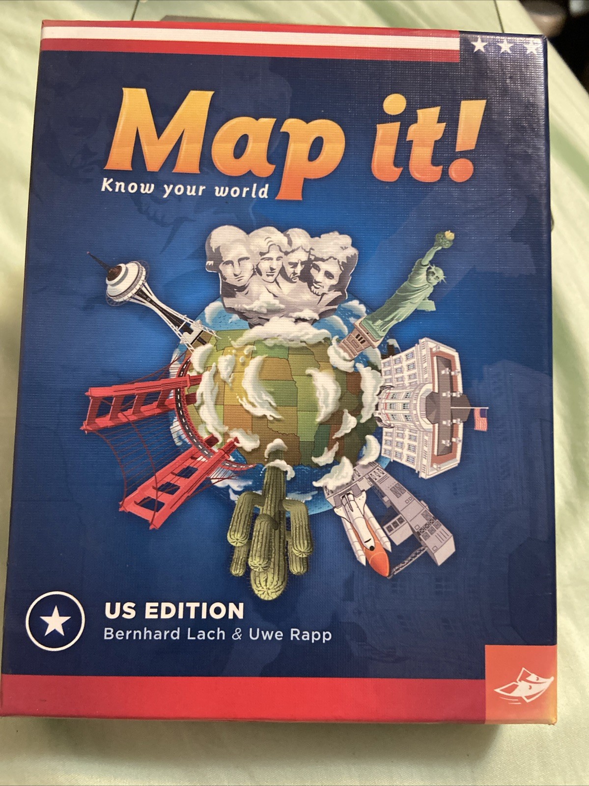 MAP IT Know Your World US Edition Card Game Landmarks Latitude Longitude New