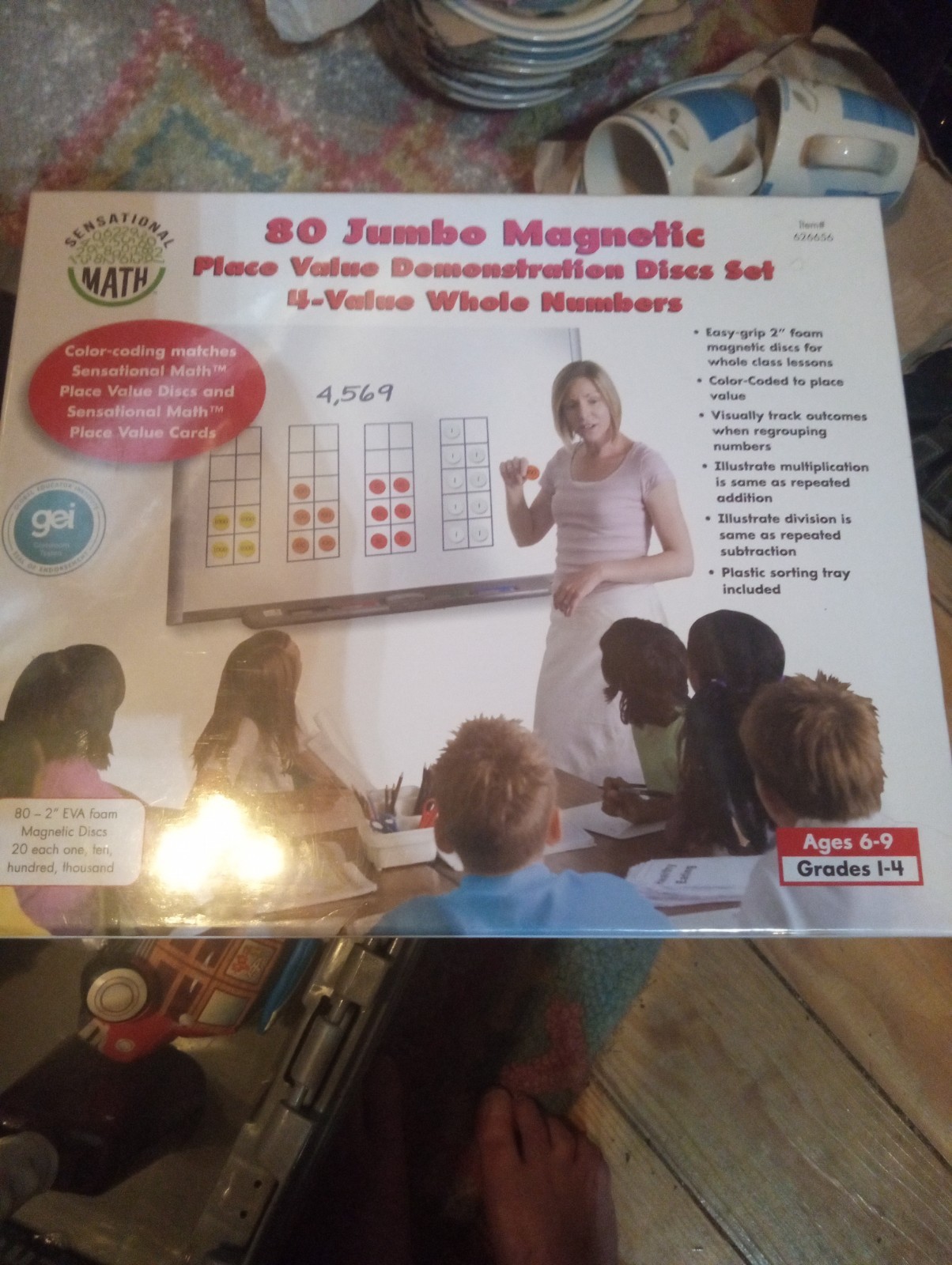 Sensational Math 80 Jumbo Magnetic Place Value Discs Set Ages 6-9