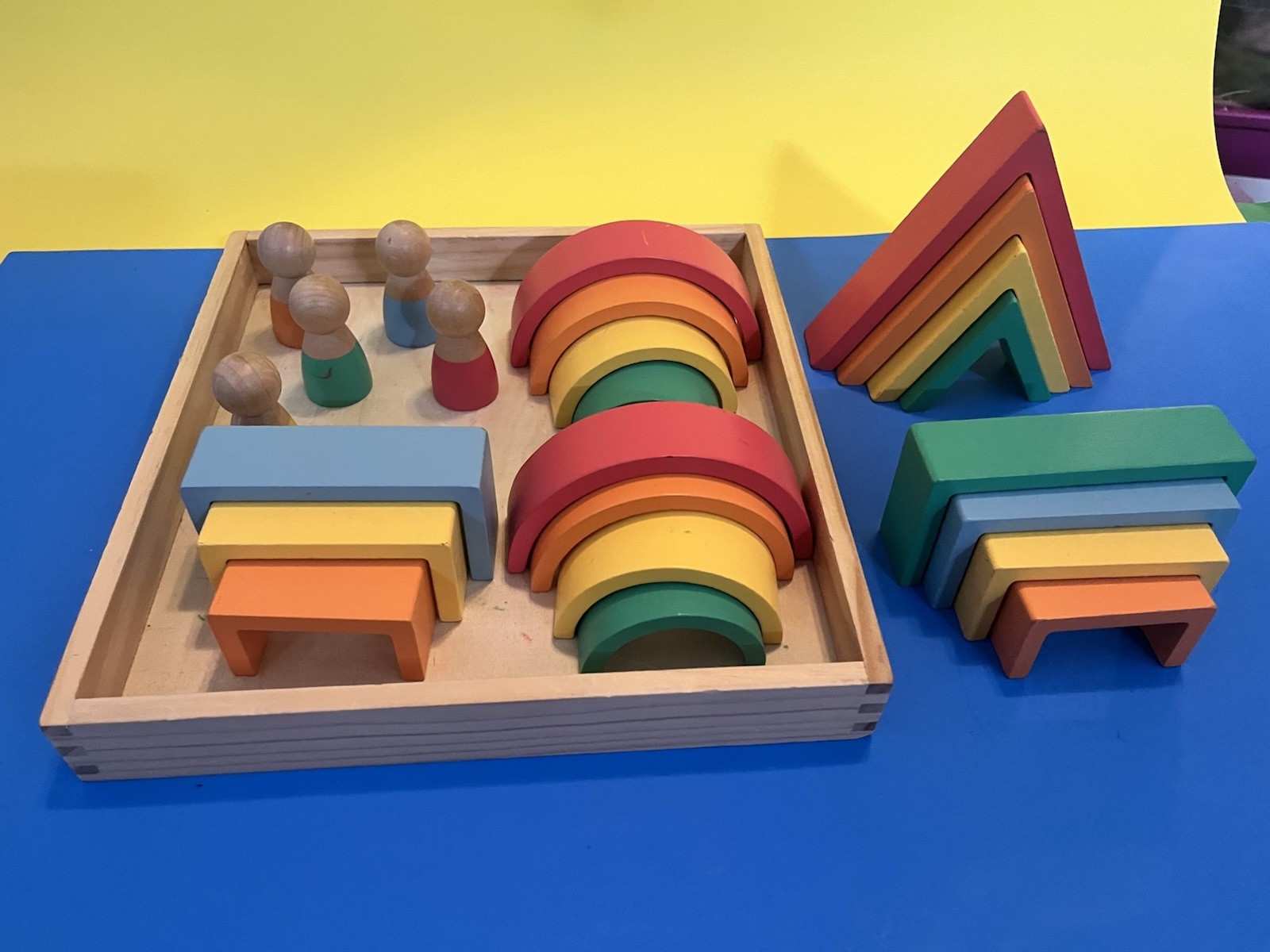 Montessori Rainbow Building Blocks And Little People
