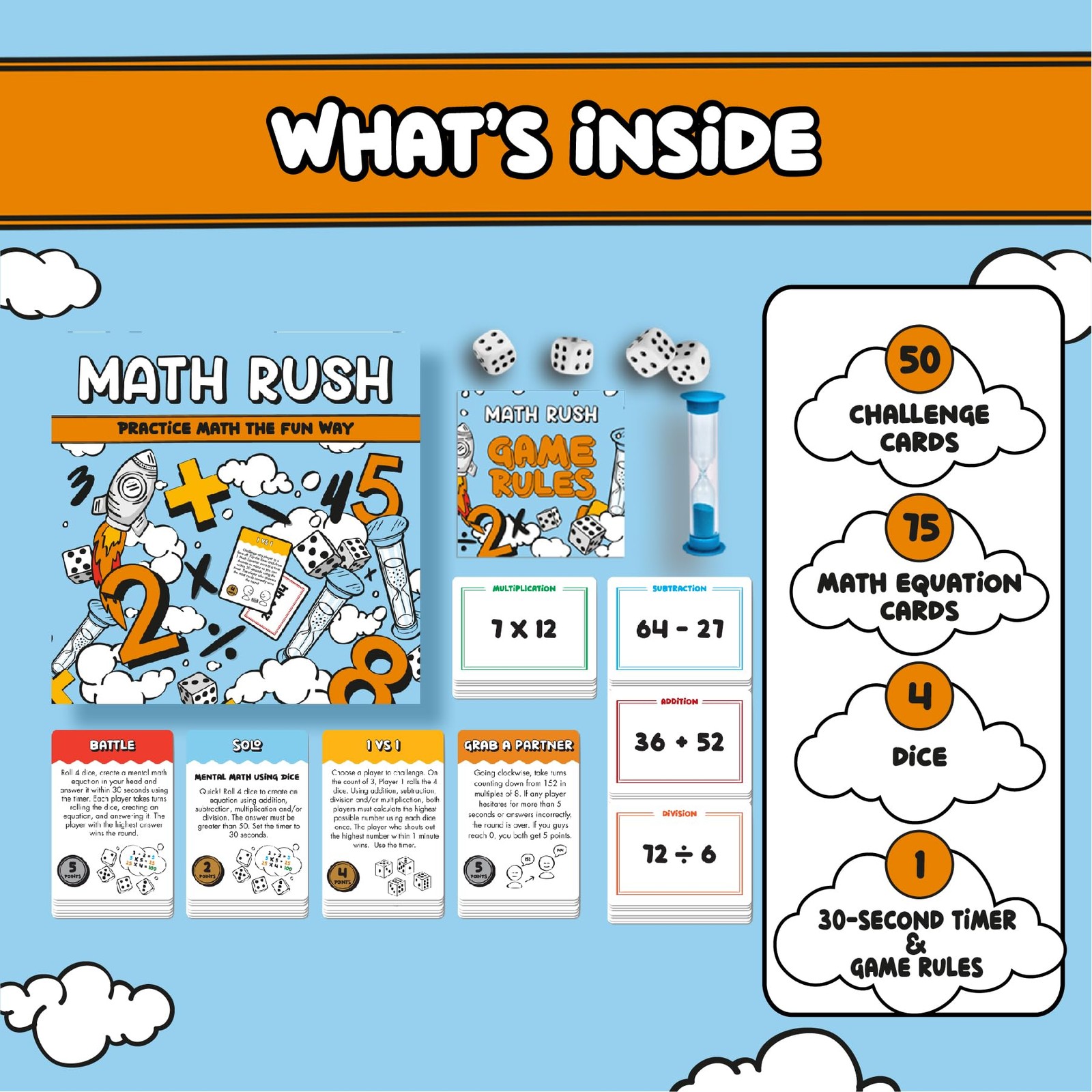 Math Blast! Cool Games for 4 inches x 1.9 x 4 inches, Multicolor