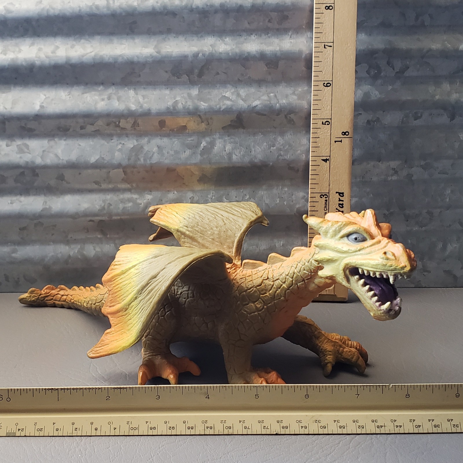 Yellow Dragon with Wings 12″ Long PVC Fantasy Creature Figure 2005