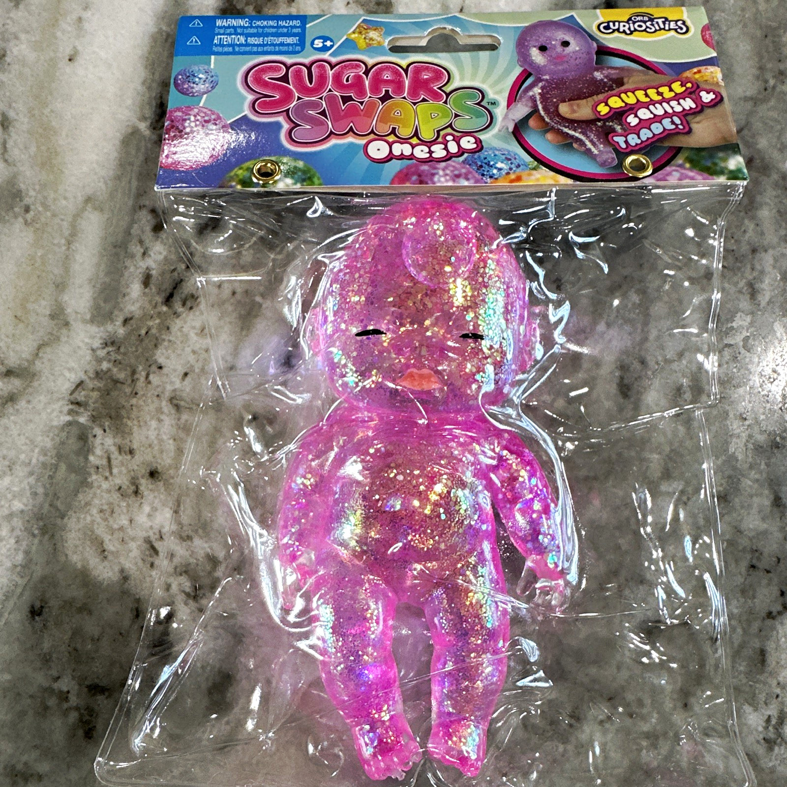 ORB Curiosities Sugar Swaps Baby Pink Glitter Tactile Squeeze Toy Ages 8-11