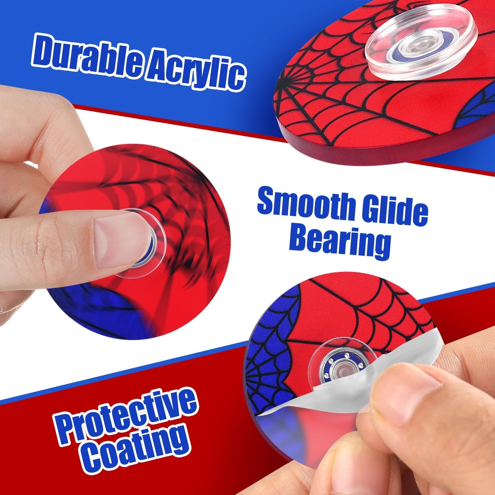 Zsmkjiaye 24Pcs Spider Web Fidget Spinners Red And Blue Spider Web Theme