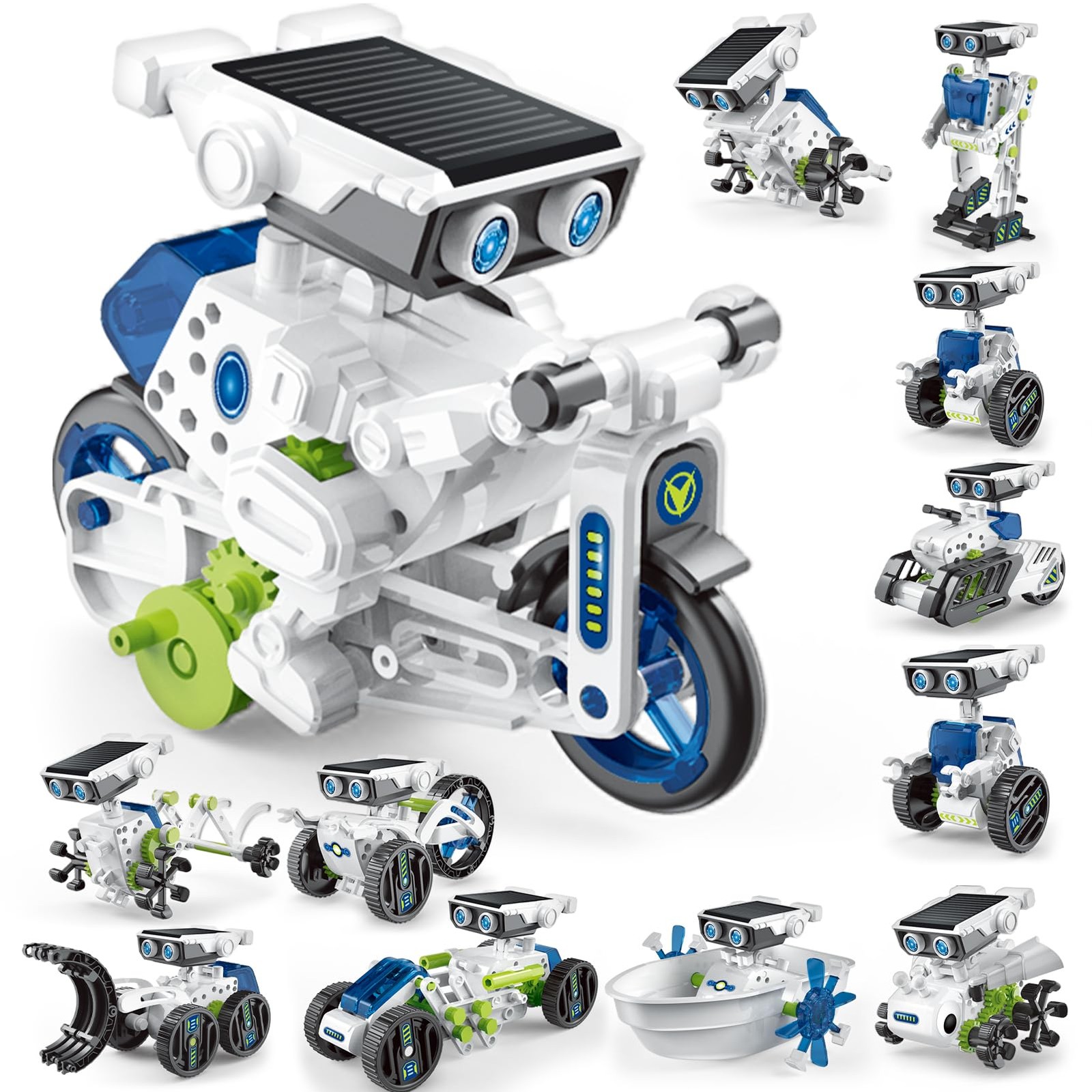 Jiakora 12-in-1 STEM Robot Kit Toys for Kids 8-12 9 x 11 x 3 inches, White