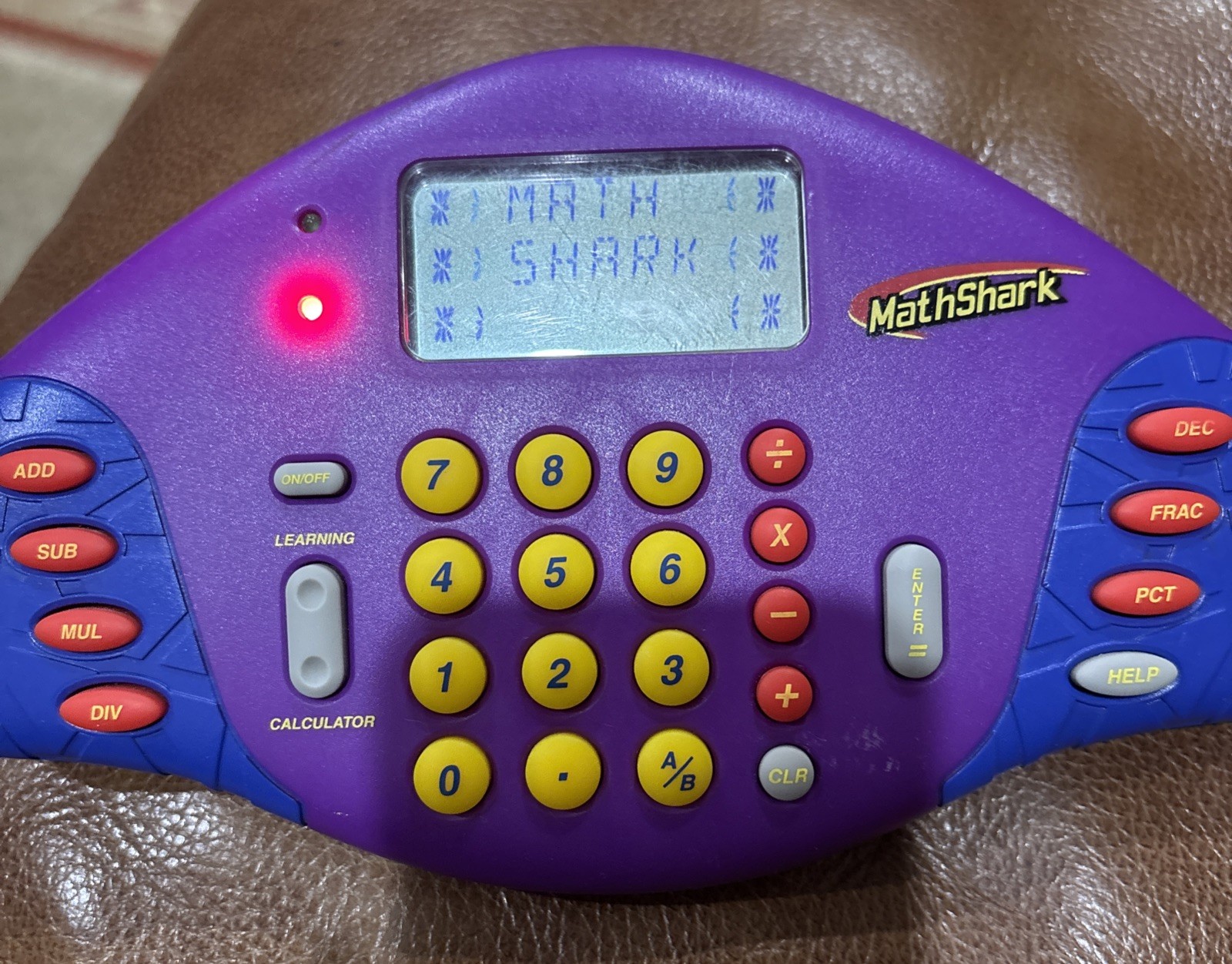 TESTED Math Shark Electronic Handheld Educational Learning System EI-8490 Purple