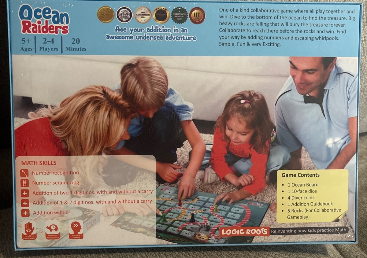 Logic Roots Ocean Raiders Math Addition Educational Board Game, Ages 5+~SIB