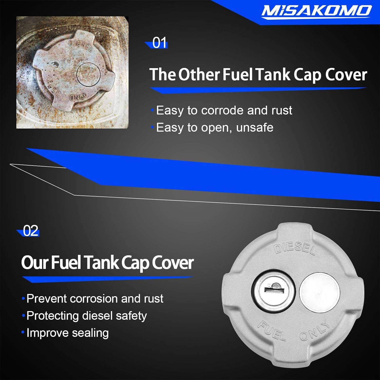 2 3/8″ Locking Diesel Fuel Cap Compatible with 2002 and Up Freightliner M2 Small