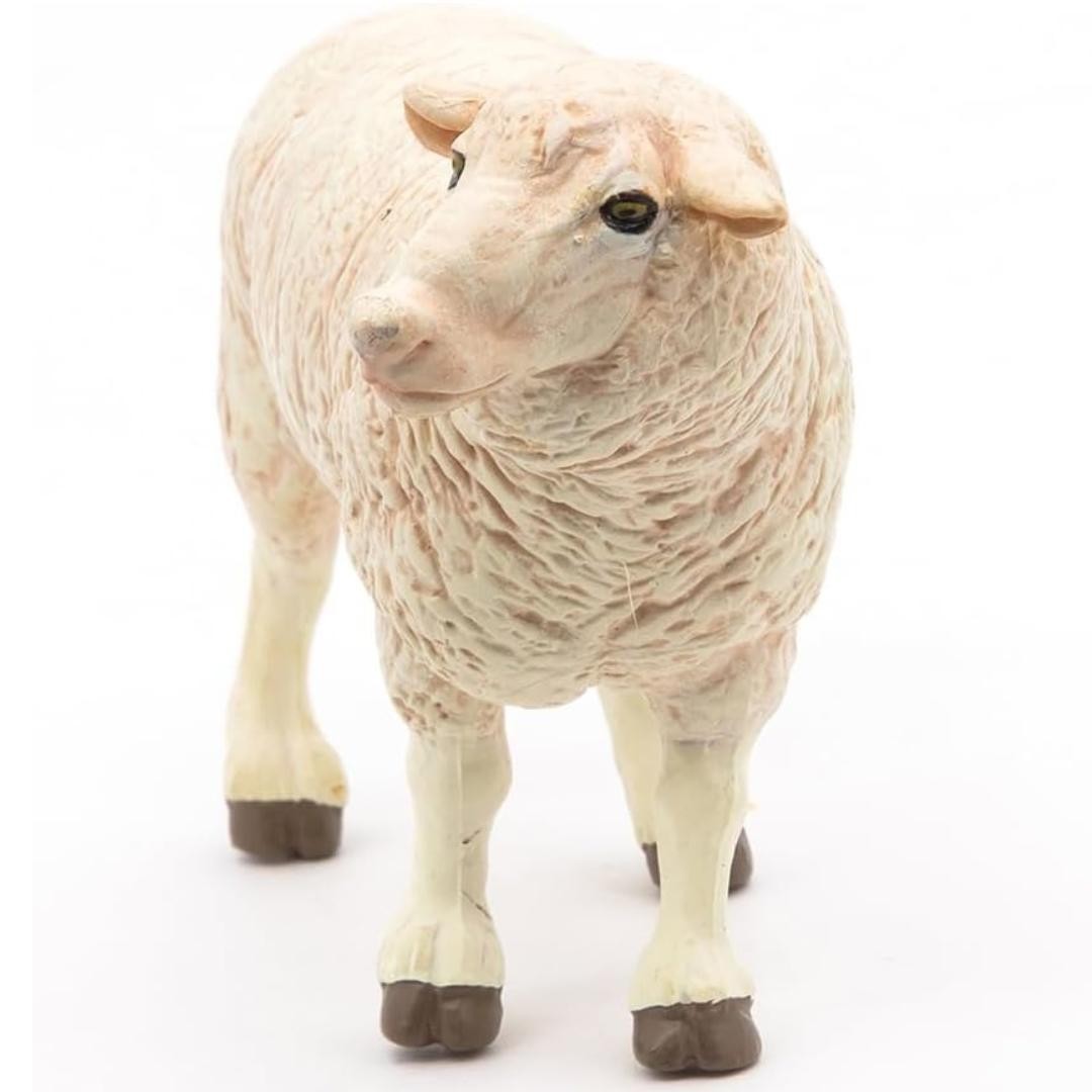 Sheep Figurine – Hand Painted Collectible Ewe Farm Animal Toy Figure – NEW Papo
