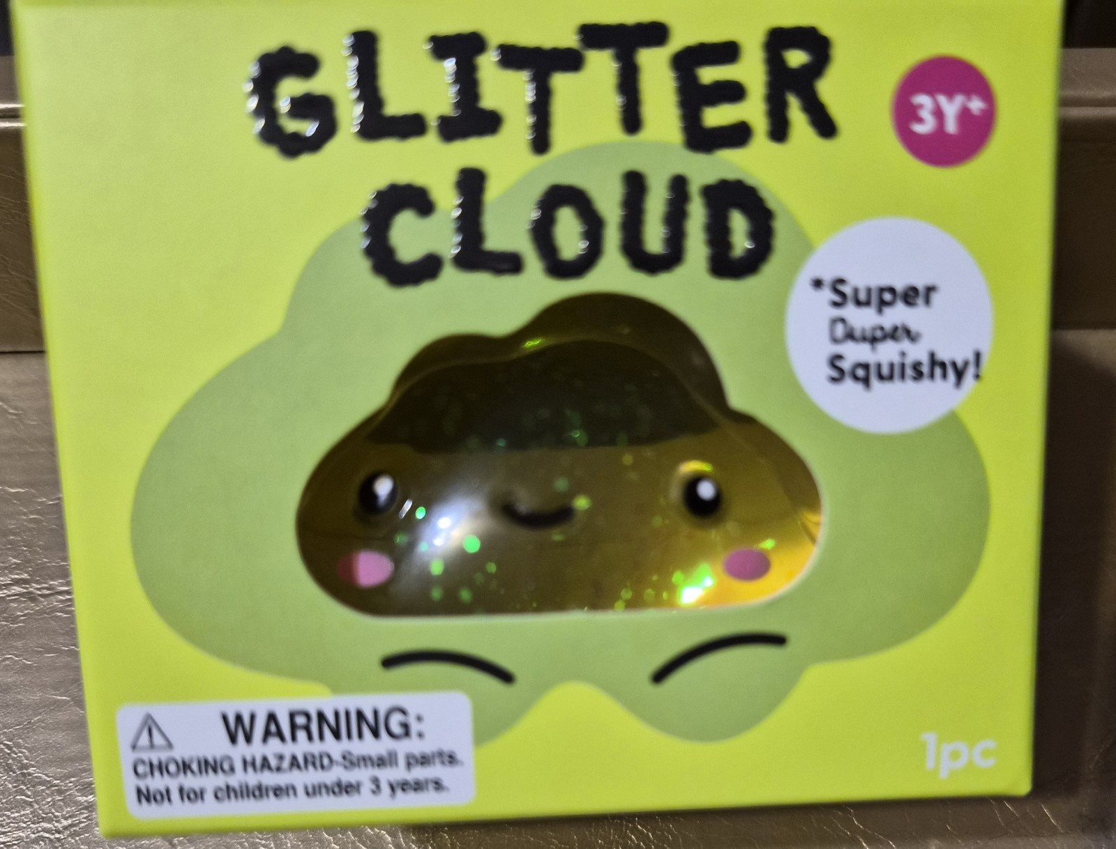 J’ADORE YELLOW GLITTER CLOUD SUPER DUPER SQUISHY TOY 2.5 INCHES NIB