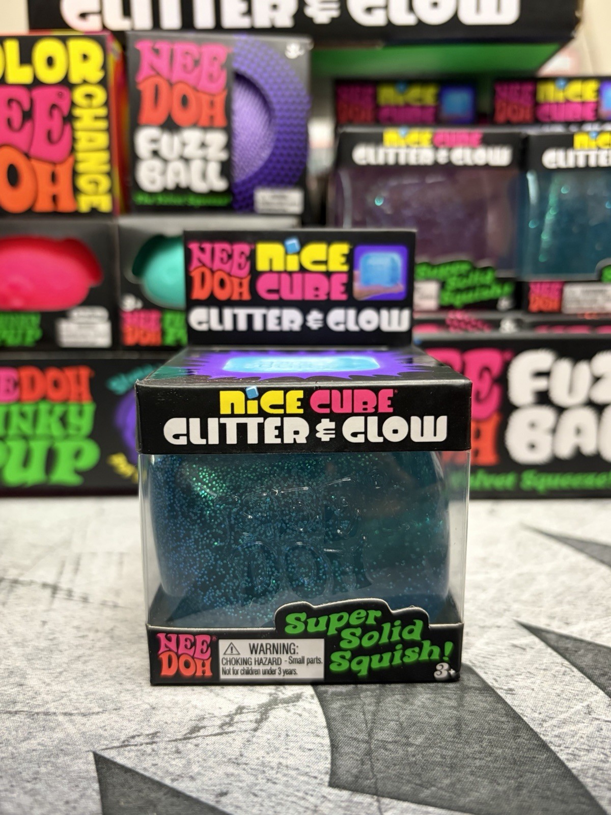 🔥Genuine NeeDoh Nice Cube Glitter & Glow Blue Squish! Same Day Ship ! US Seller