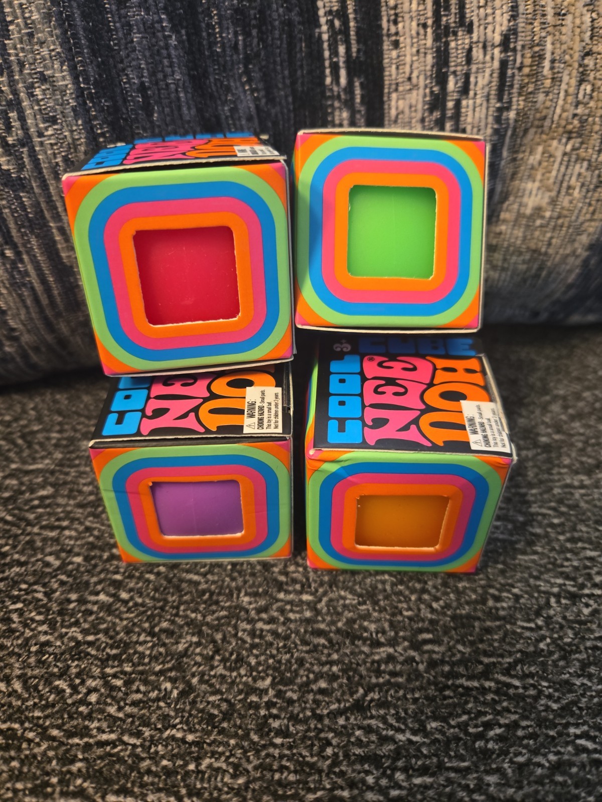 Needoh Teenie Cool Cube Stress Squishies Lot of 4 Colors, Authentic Shylling