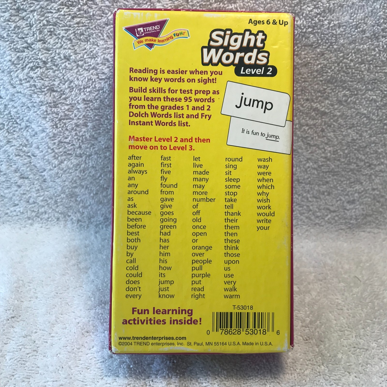 Sight Words Flash Cards Level 2 Ages 6 & Up 95 Fun Learning Boxed USA 2004