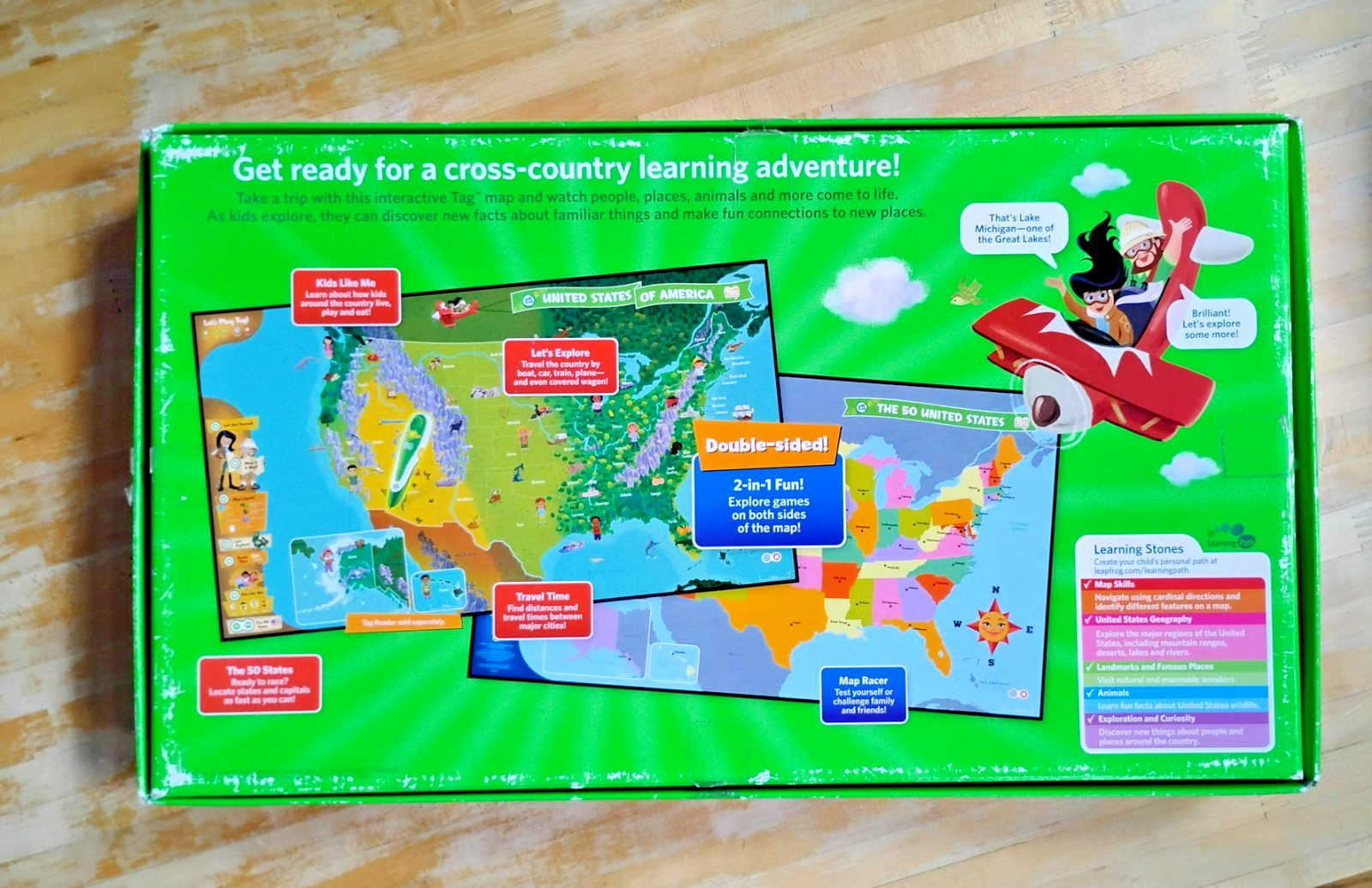 Leap Frog Tag Interactive Jumbo US Map 2 Sided- Tag Reader Sold Separately
