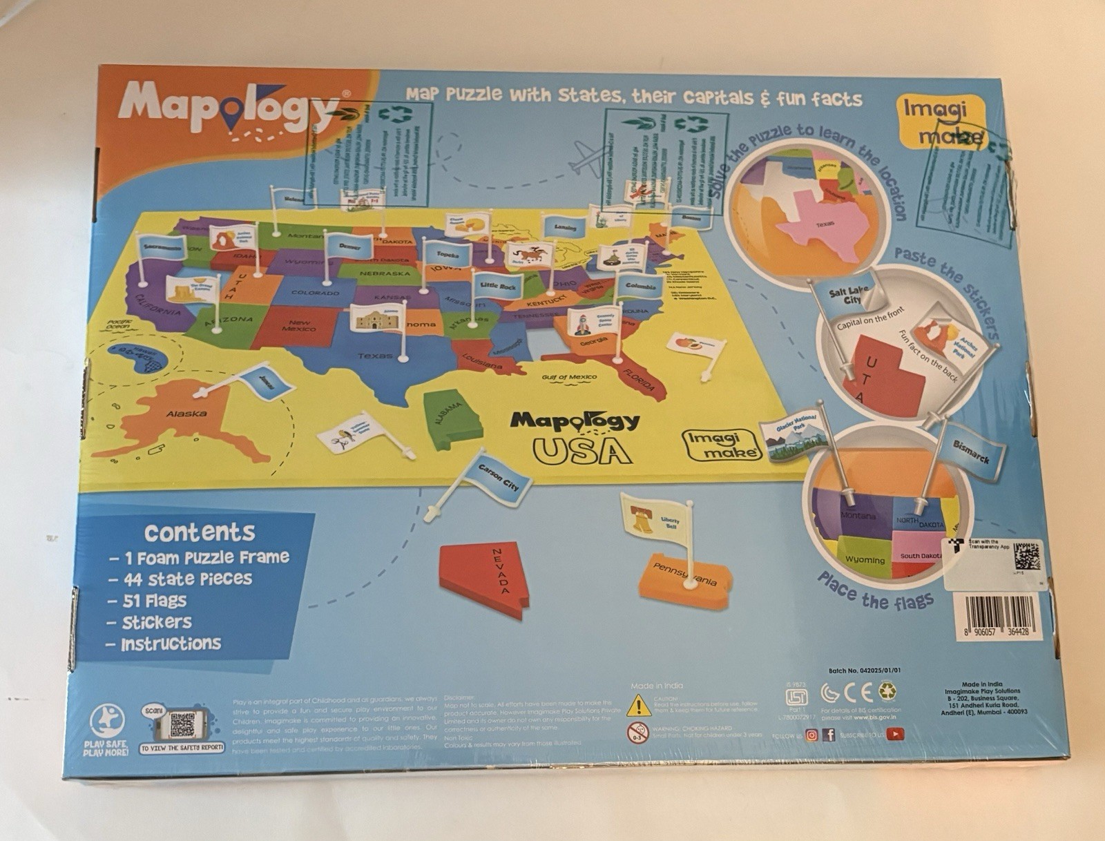 Mapology USA Map with Capitals For Learning States and Capitals Kids Puzzle