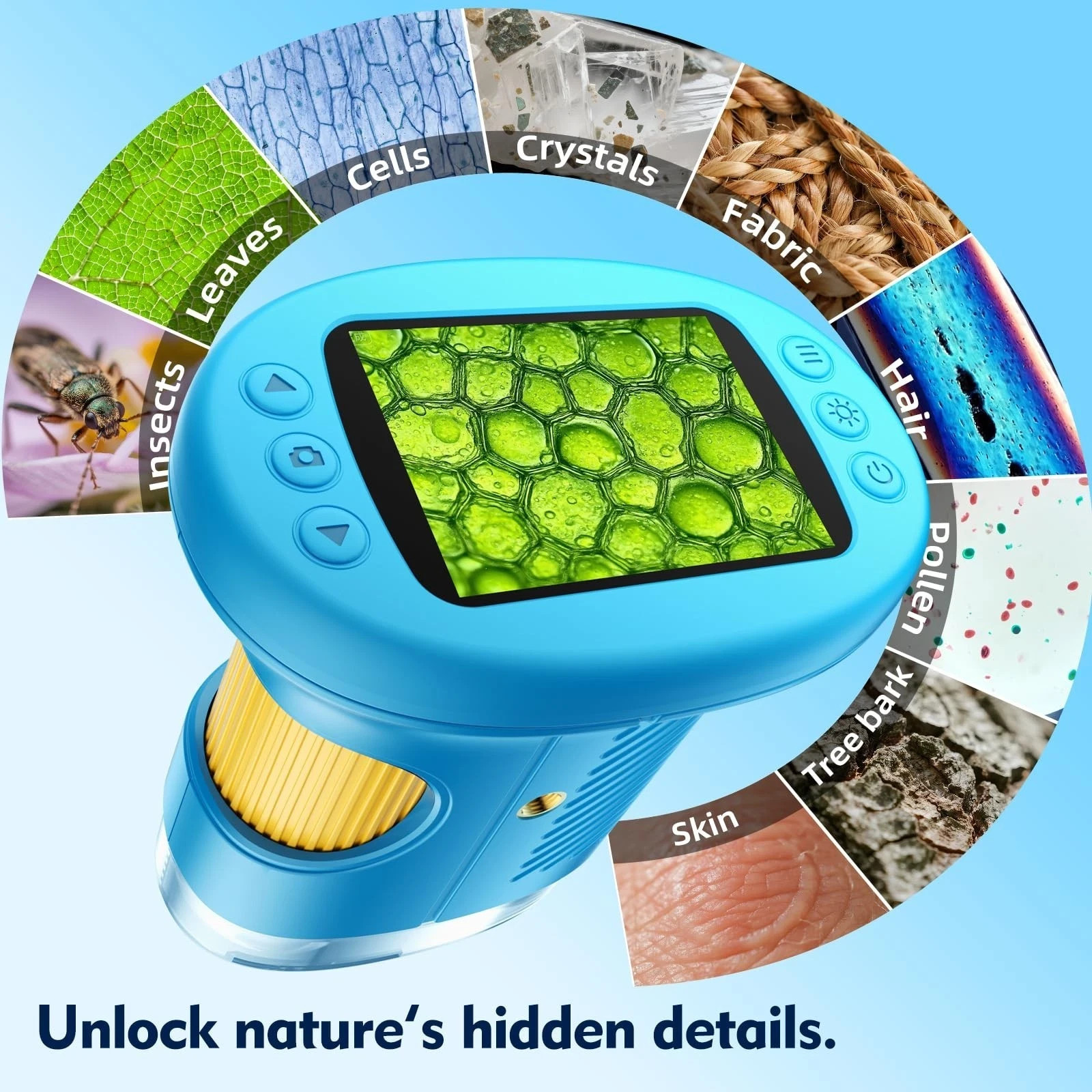 1000X Handheld Microscope for Kids, 4K 2.4″ Screen Digital Kids Microscopes w…