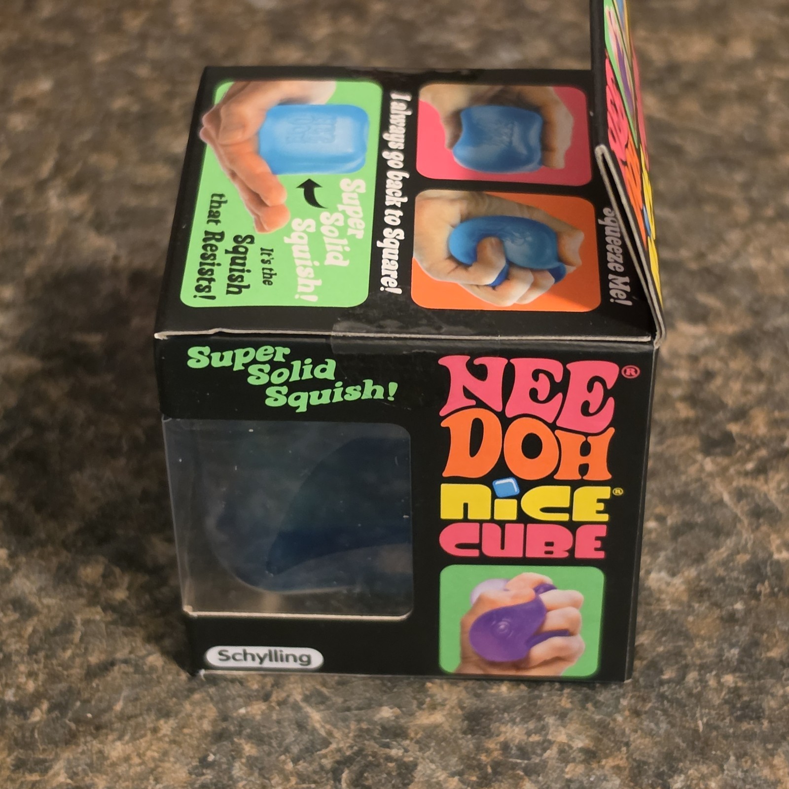Schylling NeeDoh Nice Cube Blue Stress Ball Sensory Toy Square Shape Brand New