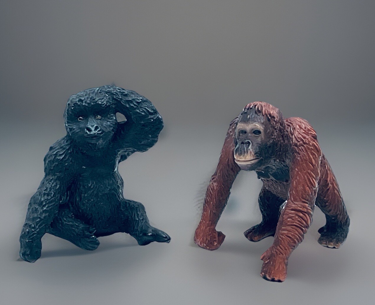 VTG Rubber Hard Plastic GORILLA ORANGUTAN Toy Figure Zoo Wild Animal Safari LOT