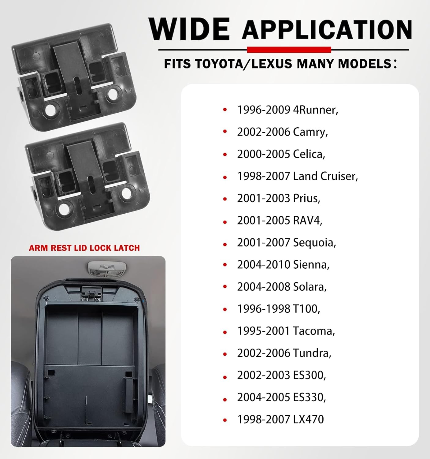 (2 Pack) Center Console Cover Lock Sub Assy Center Console Armrest Lid Latch Fit
