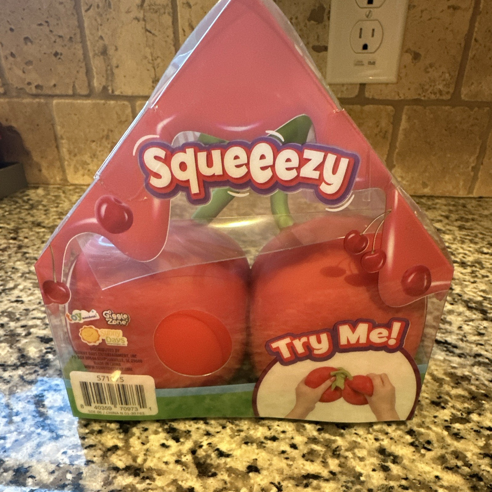Squeezy Cherry Tactile Squeeze Toy, Red/Green/Pink, Age 3-4 Years
